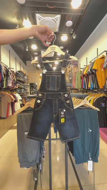 Kids Grey Denim Shorts Rompers