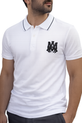 Classic Fit white Short-Sleeve Tipped Monogram Polo