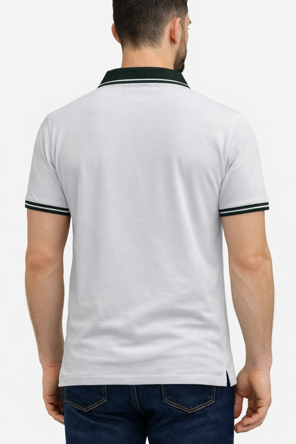 Men’s Zipper-Neck Polo White Shirt