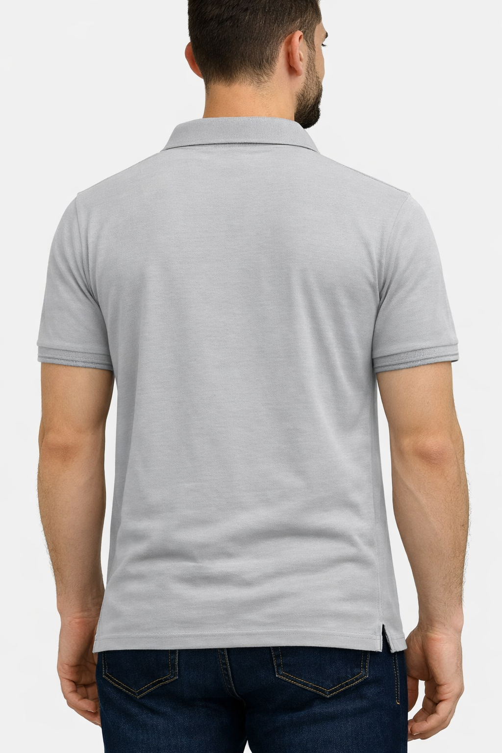 Men’s Ascend Pique Polo - Light Grey with Embroidered Badge