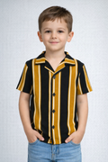 Kids Smart Stripe Collared Half sleeve Shirt (Mustard)